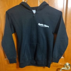 Boys "Smile More" black Zip Hoodie. Size Med.